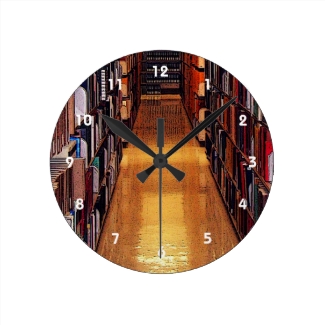 Library Book Shelves Abstract Wall Clock