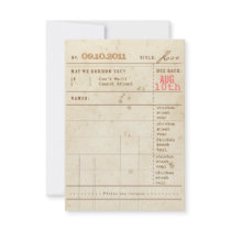 Library Card RSVP Personalized Invitation