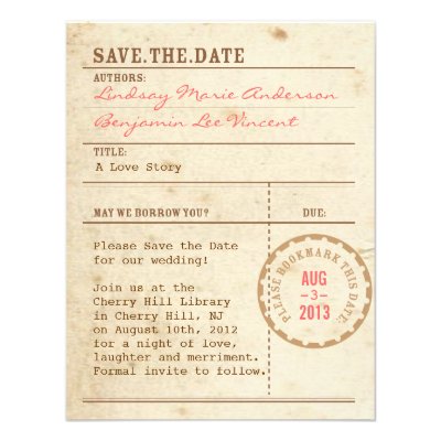 Library Card - Wedding Save the Date Invite