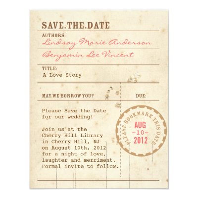 Library Card Save the Date Custom Invitations