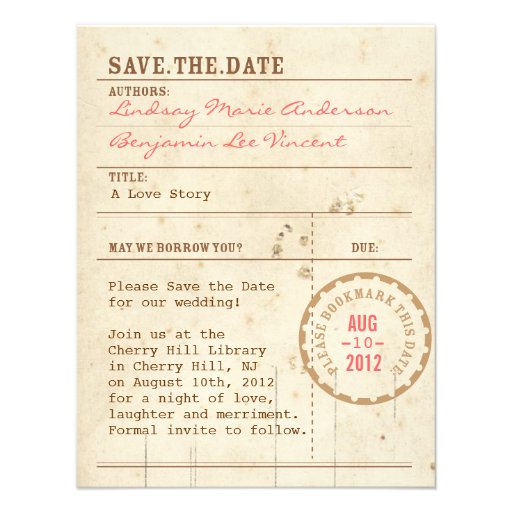 Library Card Save the Date Custom Invitations