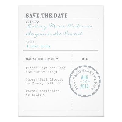 Library Card Save the Date Custom Invites