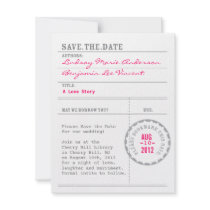 Library Card Save the Date Personalized Invitations