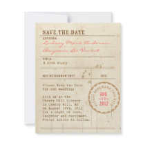 Library Card Save the Date Custom Invitations