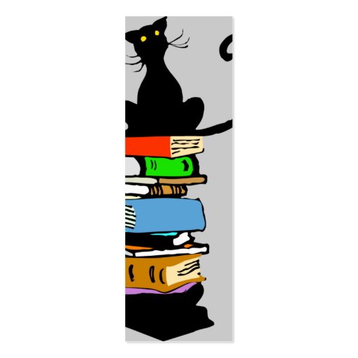 Library Cat (Book Mark) Business Card Templates (front side)