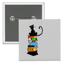 Library Cat Pinback Button