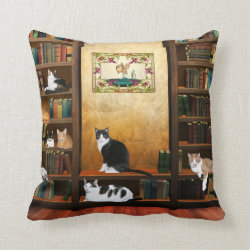 Library cats throw pillows