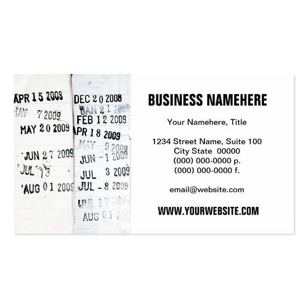 Library Date Stamps Business Cards
