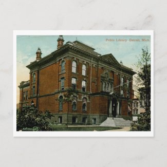 Library, Detroit, MI 1909 Vintage postcard