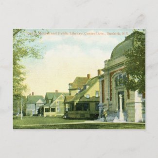 Library, Dunkirk, New York Vintage Postcards