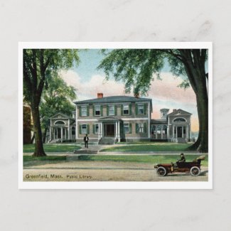 Library, Greenfield, Massachusetts Vintage Post Cards