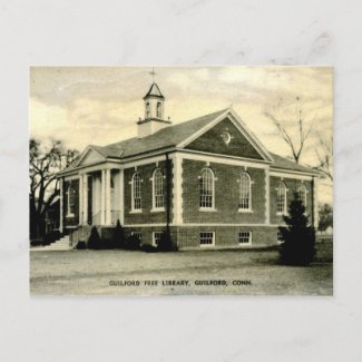 Library, Guilford, CT Vintage zazzle_postcard