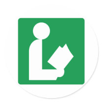 Library Highway Sign Round Stickers
