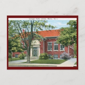 Library, Marion, Illinois Vintage postcard