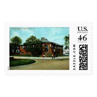 Library, Montclair, New Jersey 1909 Vintage Stamp