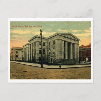 Library, New Bedford, MA 1912 Vintage zazzle_postcard