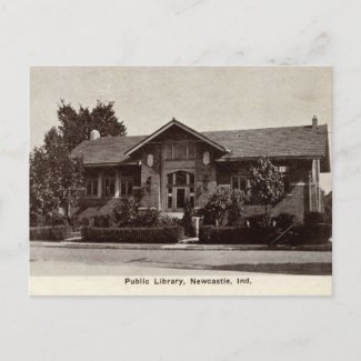 Library, New Castle, IN Vintage zazzle_postcard