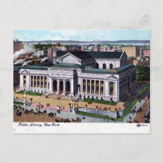 Library, New York City 1908 Vintage postcard