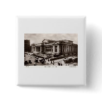 Library, New York City c1910 Vintage Pinback Button