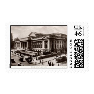 Library, New York City c1910 Vintage stamp