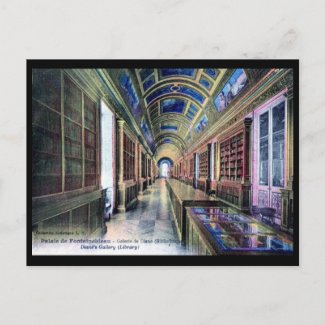 Library, Palais de Fontainebleau, France 1926 Vint postcard