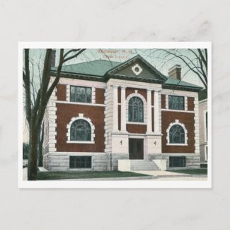 Library, Rochester, New Hampshire Vintage Post Card
