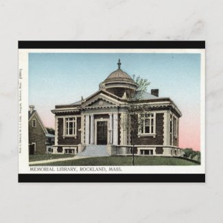 Library, Rockland Mass. Repro Vintage 1908 postcard