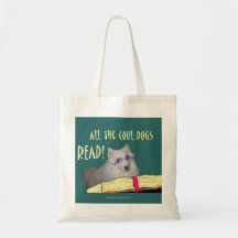 Library - Samoyed - Cool Dogs Read Literacy Canvas Bags