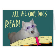 Library - Samoyed - Cool Dogs Read Literacy Card