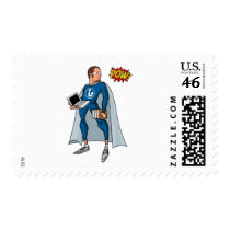 Libraryman with POW! postage
