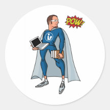 Libraryman with POW! Round Stickers