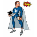 Libraryman with POW! t-shirts