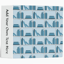 Libros azules en estante