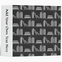Libros en estante. Gris, blanco y negro.