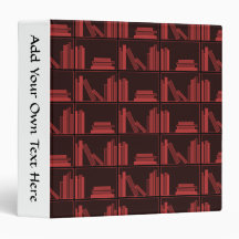 Libros en estante. Rojo oscuro.