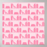 Libros rosados en estante poster