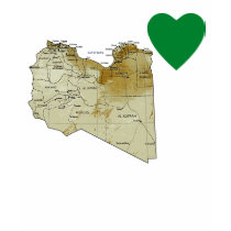 Libya Flag Heart and Map T-Shirt