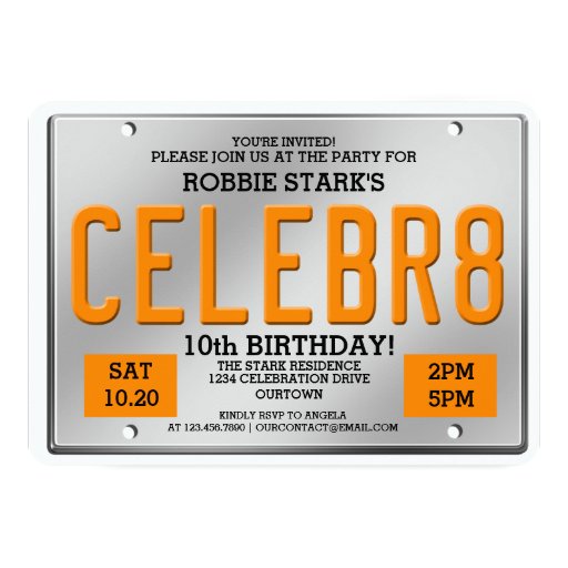 License Plate Birthday Invitations Zazzle