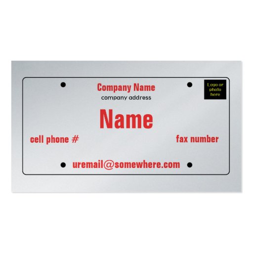 License Plate Business Card Template (front side)