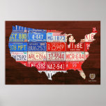 License Plate Map Flag of the USA Poster License Plate Map Flag of the USA Poster