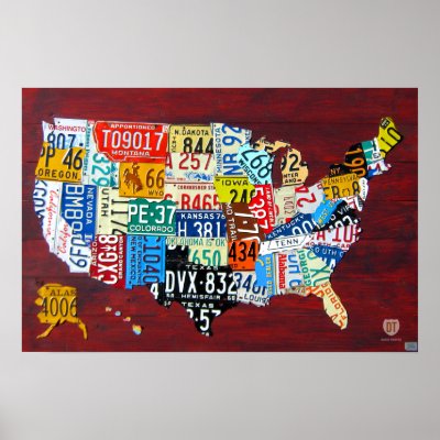 License Plate Map of the USA 2011 Edition 3 Poster