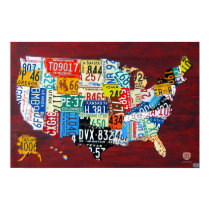 License Plate Map of the USA 2011 Edition 3 Poster posters