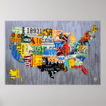 License Plate Map of the USA - Muscle Car Edition Print