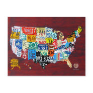 License Plate Map of the USA Postcard postcard