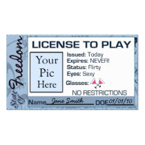 License To Play, Divorce Party Favor Business Cards