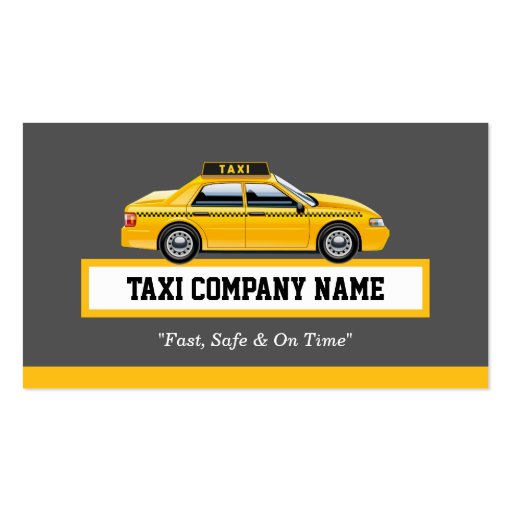Licensed Cap Driver Chauffeur - Yellow Taxi Business Card Templates (front side)