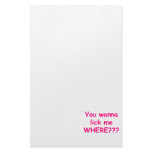 lick me where pink personalized stationery