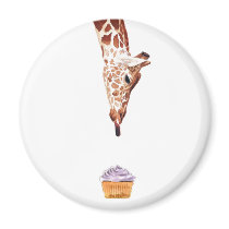 "Licker with Cupcake" Giraffe Watercolor magnets