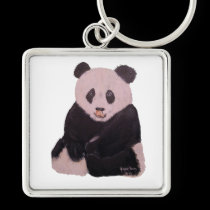 "Licking Panda" Large, Square Keychain