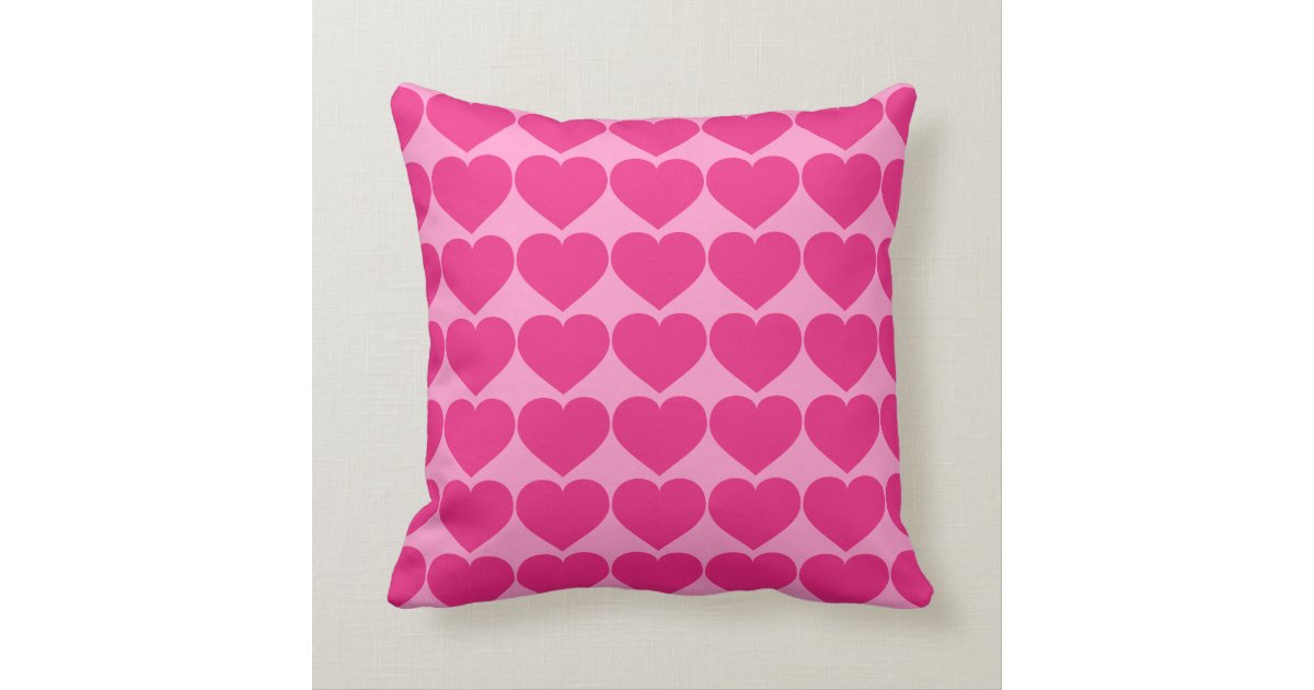 Liebchen white and hot pink heart throw pillow Zazzle